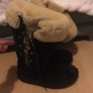 Black and cream ugg boots